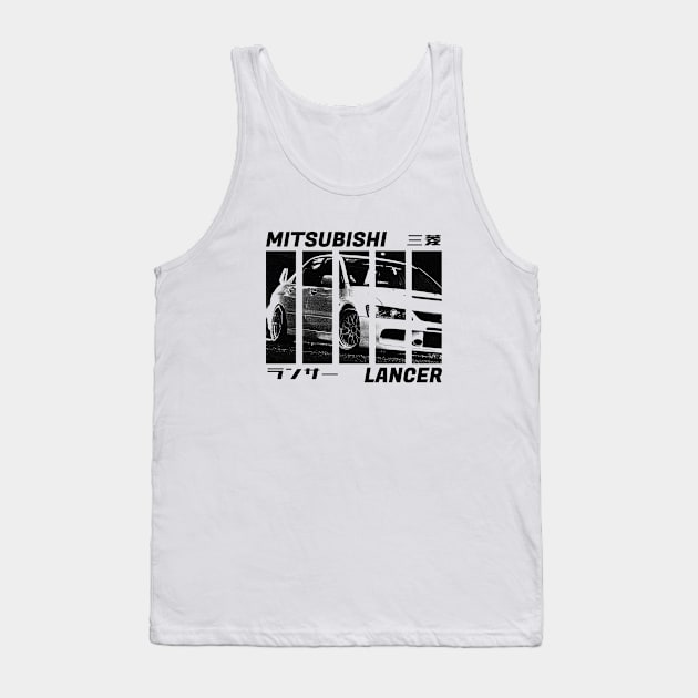 MITSUBISHI LANCER EVO IX Black 'N White 3 Tank Top by Cero